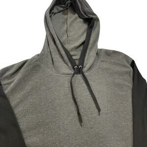 Men's Hooded Waffle Knit Thermal Shirt Size 2XL Gray and Black by Blue Gear